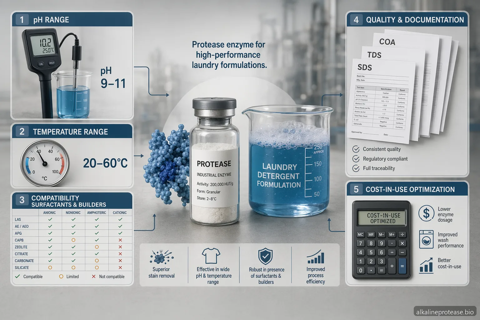 Alkaline Protease Application: Specification Checklist for Laundry Detergent — at-a-glance summary